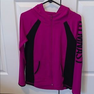 Purple, jacket ( says gymnast on the sleeve)